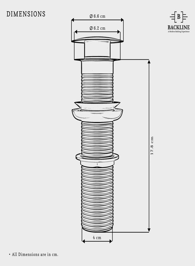 B BACKLINE وصلة تصريف منبثقة من النحاس الأصفر مقاس 7 بوصات لحوض الغسيل | وصلة تصريف ملولبة بالكامل مقاس 32 مم للحوض (ذهبي لامع، 7 بوصات) - Image 3